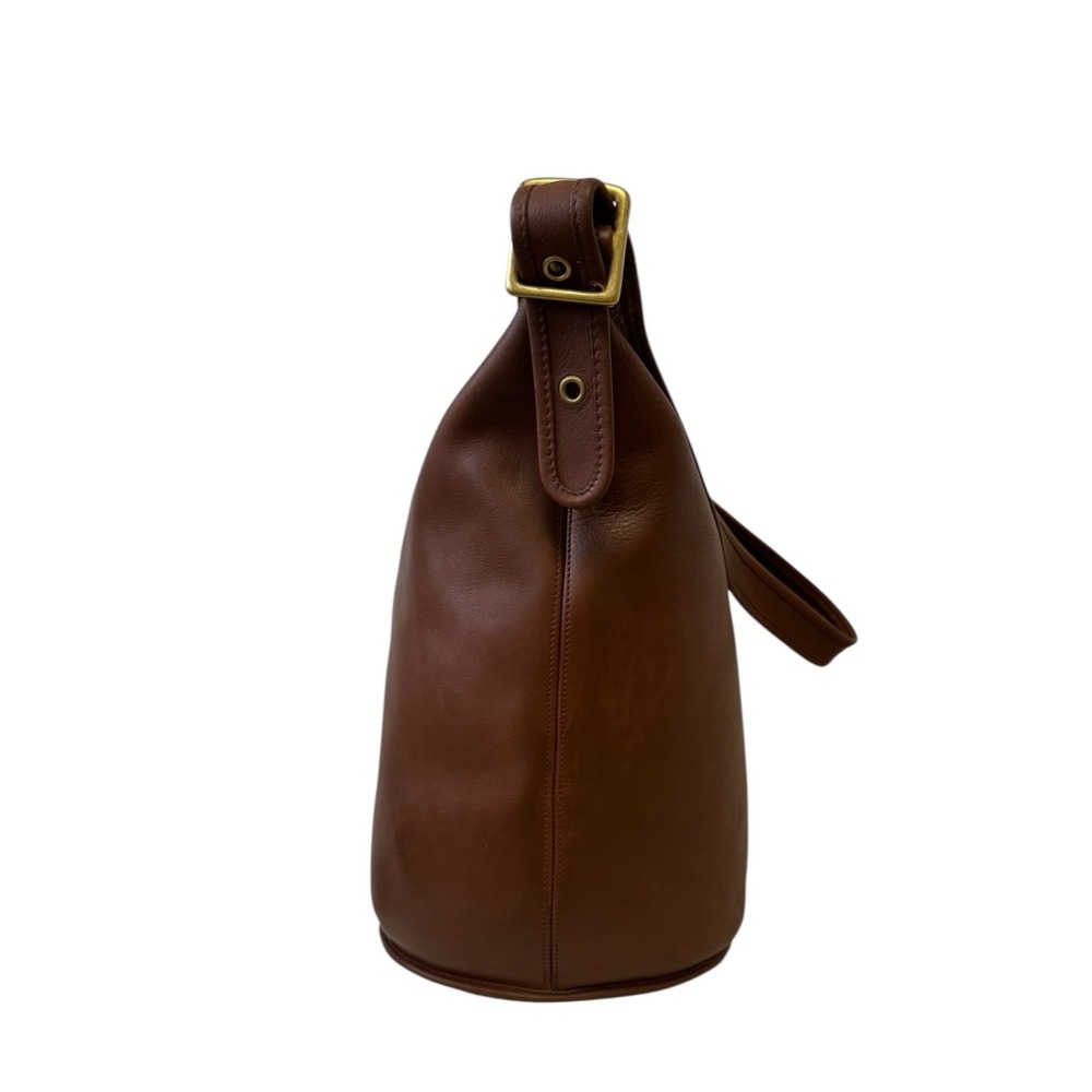 Vintage Coach Mahogany Leather Bucket Bag Brass Hardware Zip Top Shoulder Bag - Picture 6 of 16